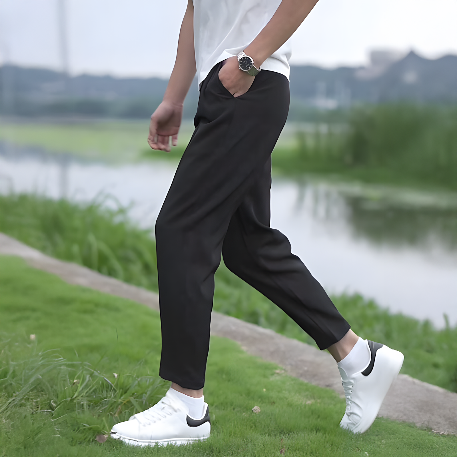 Product image - Q201 Quần âu nam thiết kế mới dây rút ẩn vải Wool Prime cao cấp mềm mại