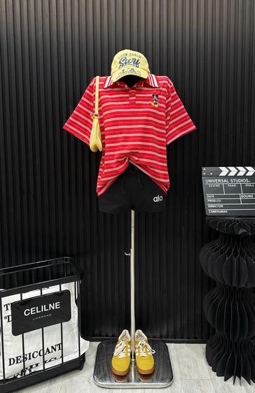 Product image - sét quần đùi áo kẻ đỏ