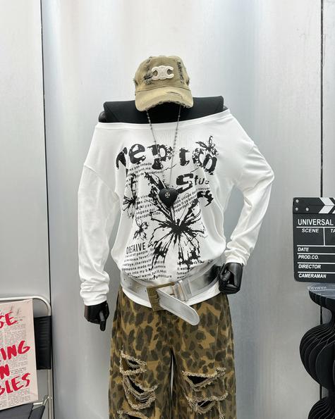 Product image - áo phông trễ vai in hình