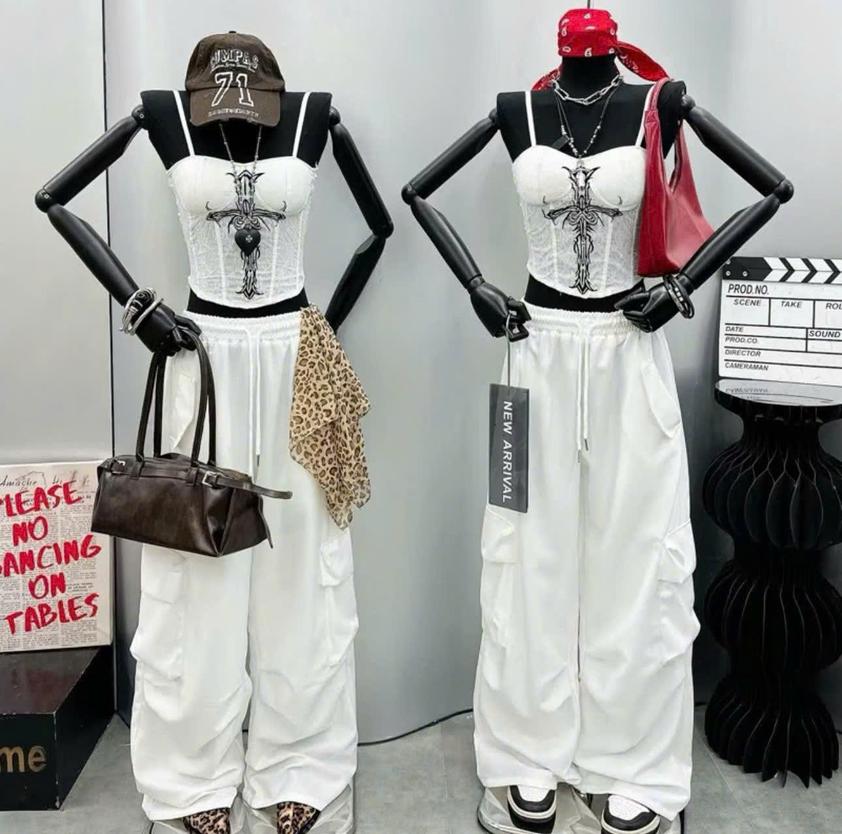 Product image - Set Áo 2 Dây In Chữ Thập Cá Tính