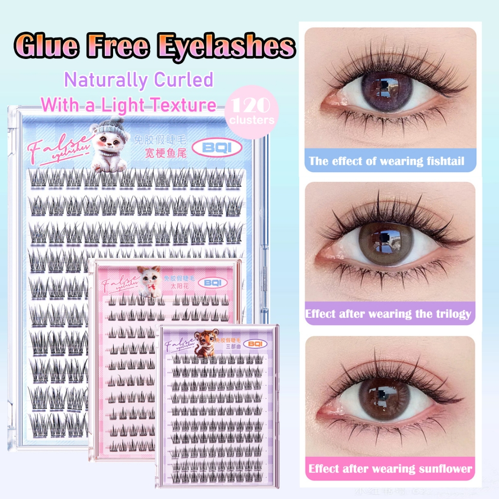 BQI Glue Free False and Fre Tweezer Eyelashes Self-adhesive