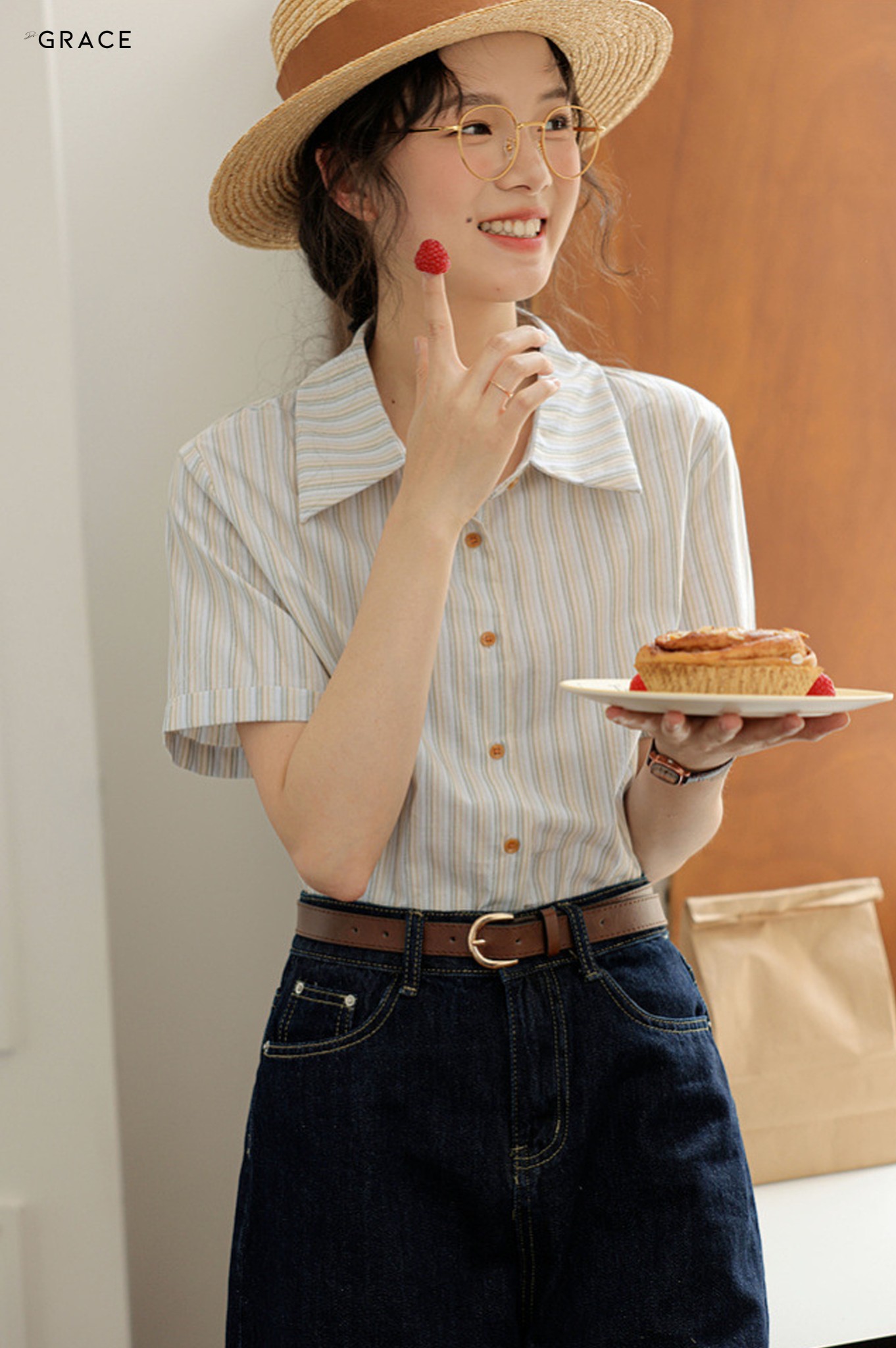 Product image - Sơ mi cộc tay họa tiết sọc - SM067