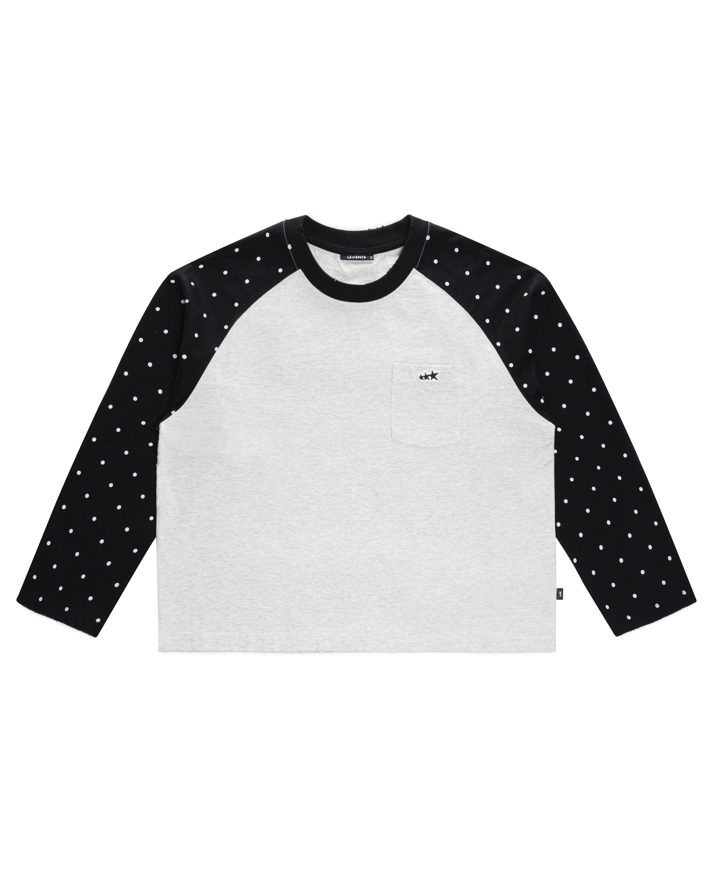 Levents® Polkadot Raglan Long Sleeve Boxy Tee/ Black