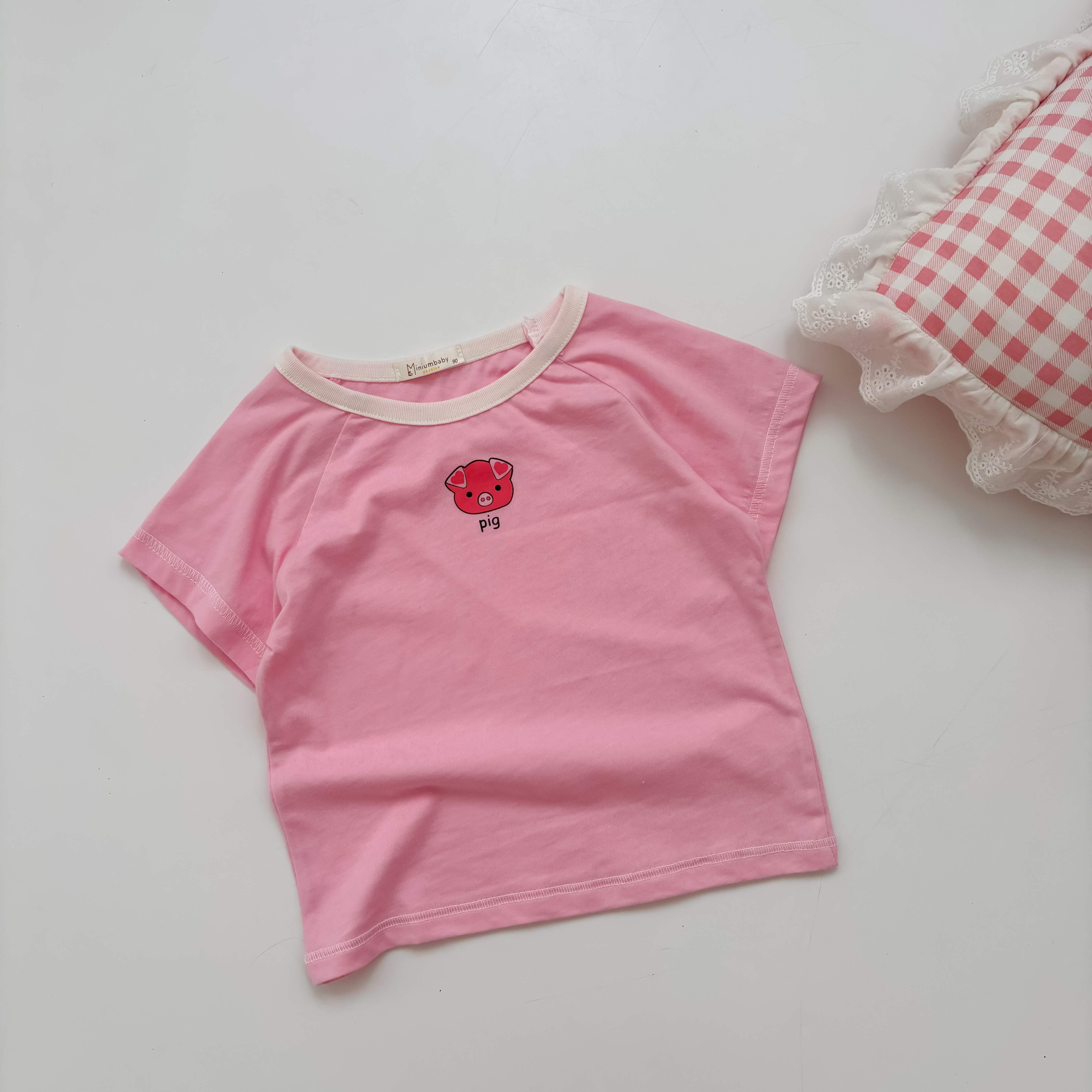 A1428- bộ cộc tay phối viền cổ in thỏ, lơn, cá, gấu hồng heo 1