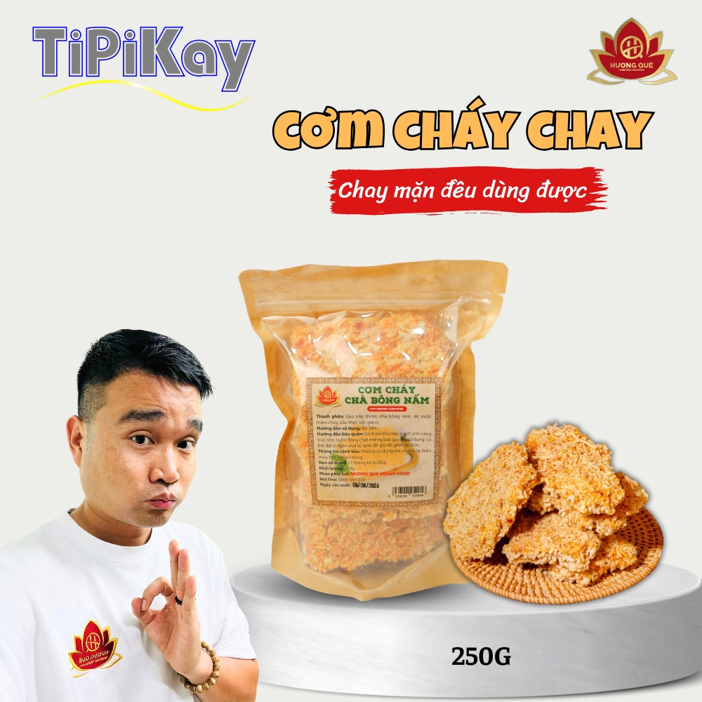Product image - Cơm Cháy Chay Siêu Nấm Ròn Rụm Cay Vừa Gói 250G