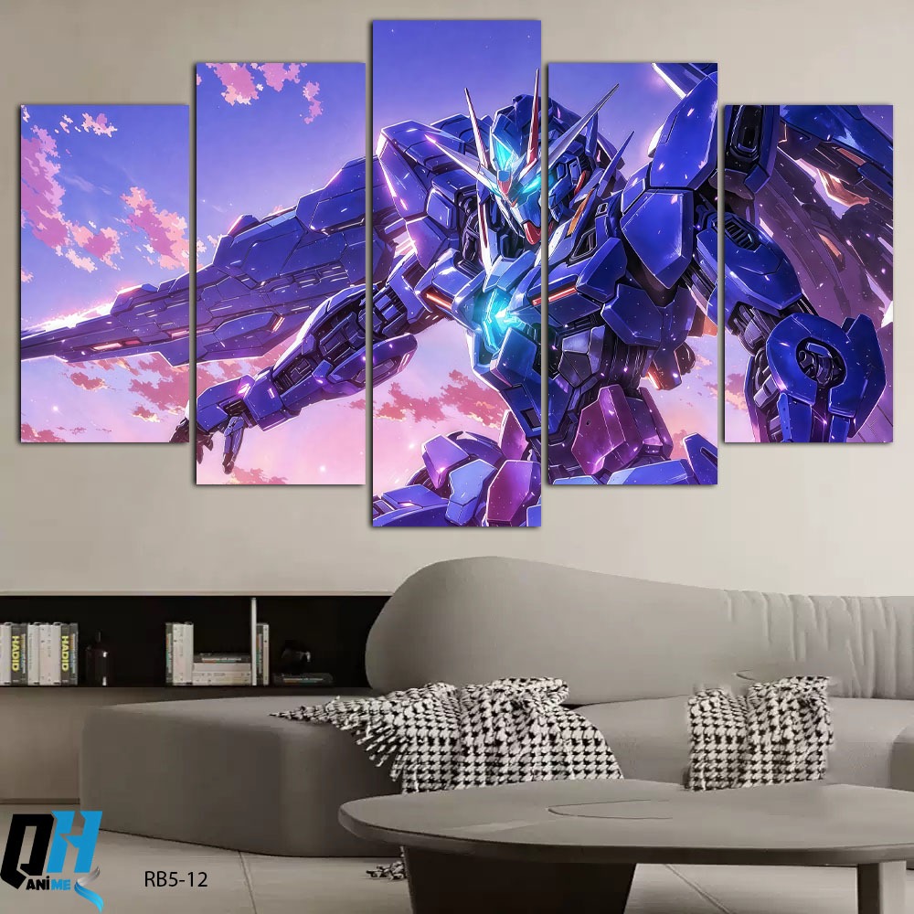 Bộ 5 Tấm Tranh Robot,Tráng Gương Dán Tường Fomex 5mm,Decor Phòng Ngủ,Phòng Game,Phòng khách,Quán Cafe, QH Anime Decor