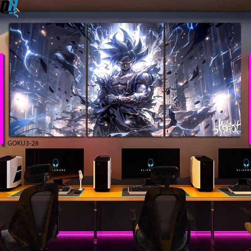 Bộ 3 Tranh Dán Tường Dragon Ball Songoku,Tranh Dán Tường Fomex5mm,Decor Phòng Ngủ,Phòng Game,Phòng Trẻ Em,QH Anime Decor