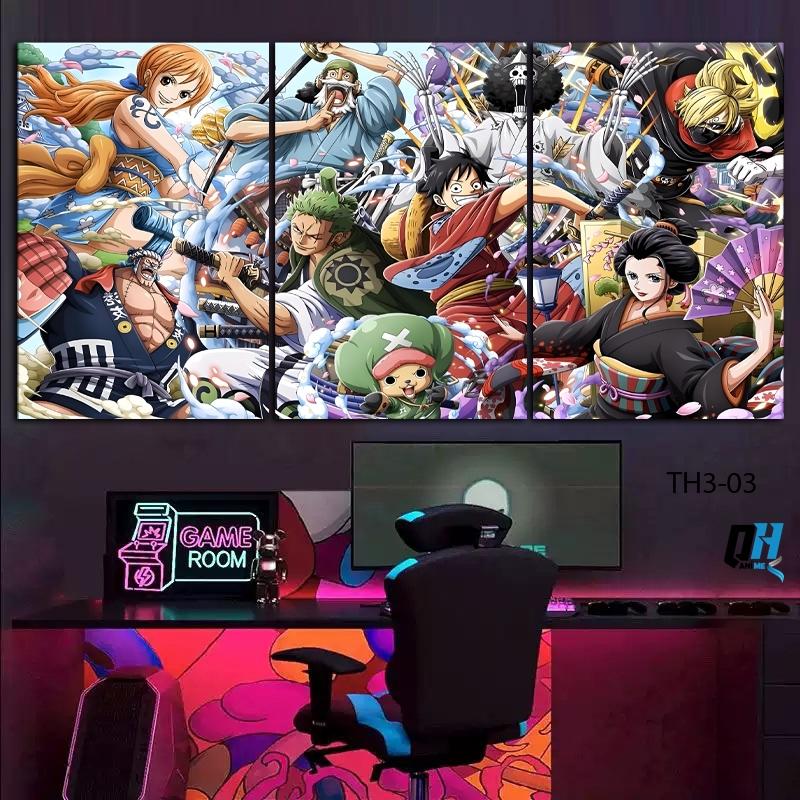 Bộ 3 Tranh Dán Tường One piece ,Trang Trí ,Tranh Treo Tường Decor Phòng Ngủ,Phòng Game