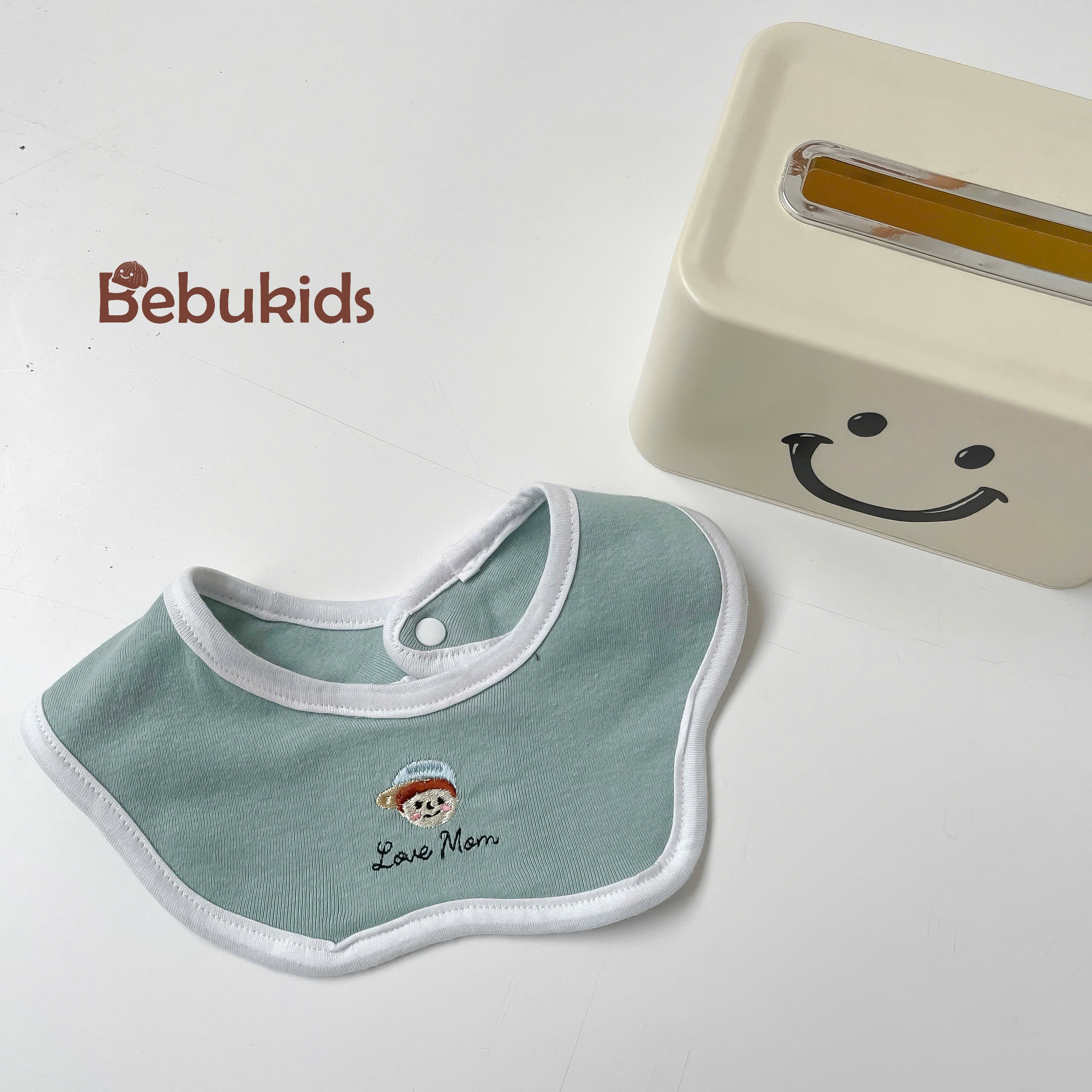 K2181- khăn ống thêu bé trai bé gái xanh lơ 1