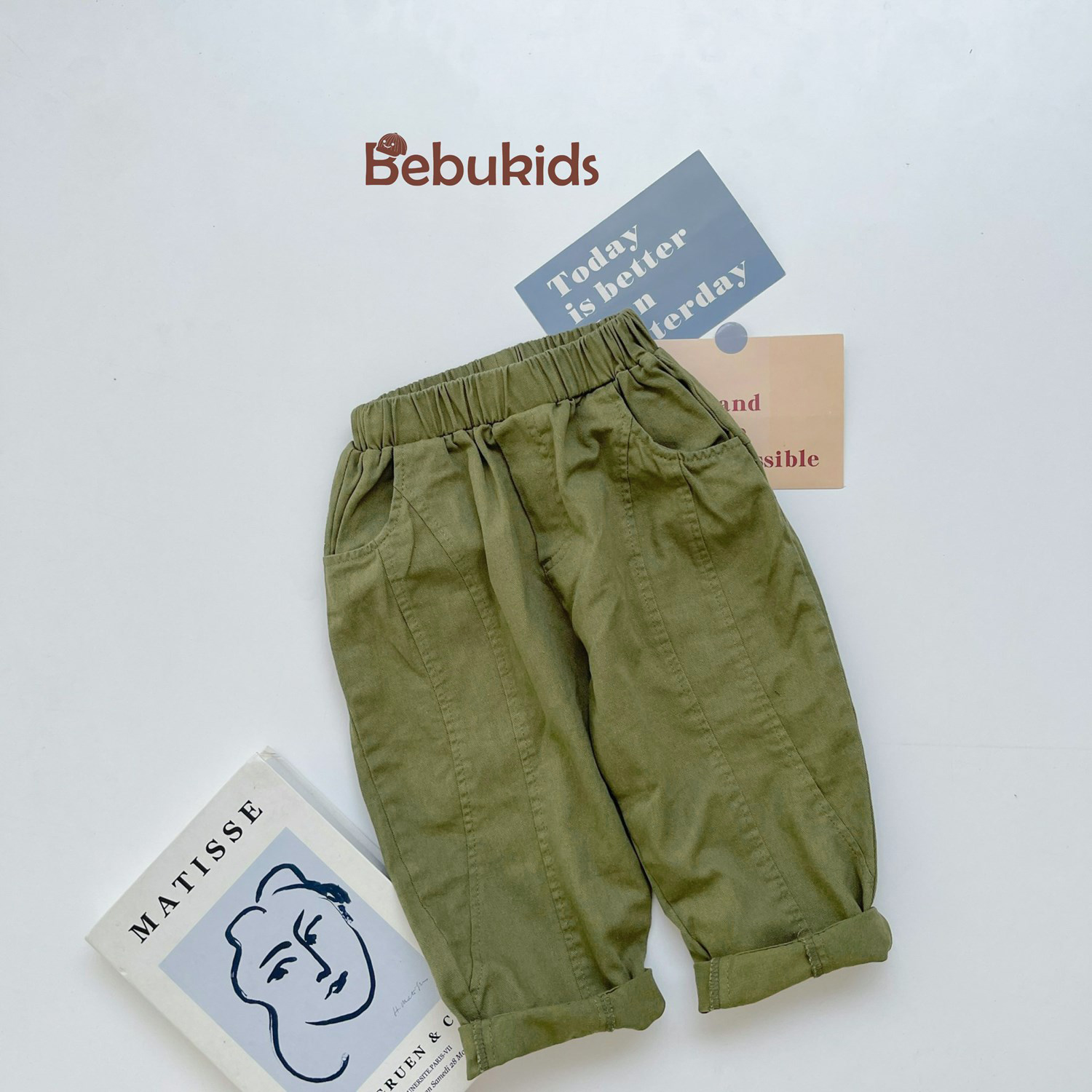 QD1665- quần kaki can 3 mảnh rêu 1