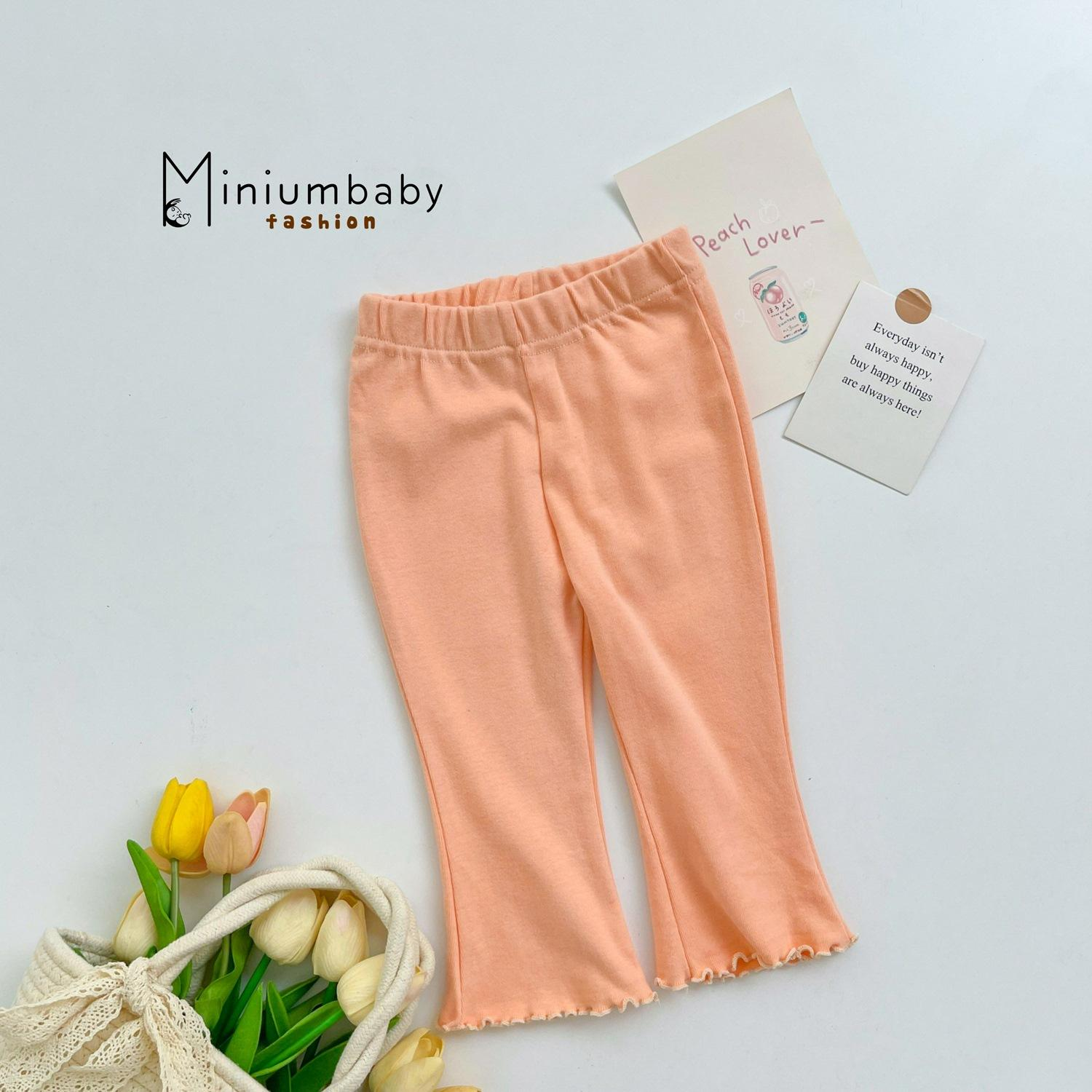 QD1650- quần dài trơn bé gái bèo gấu cam tươi