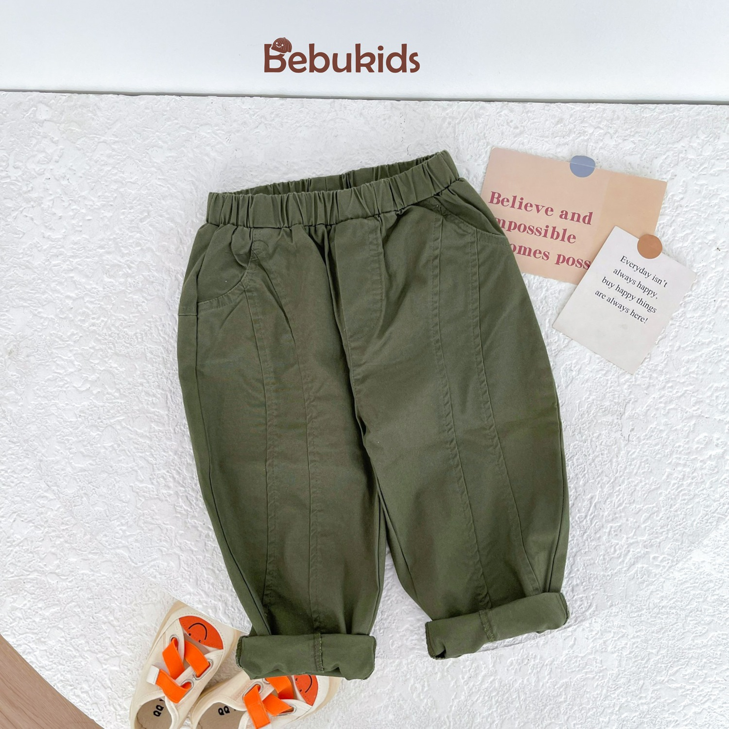 QD1665- quần kaki can 3 mảnh xanh lá