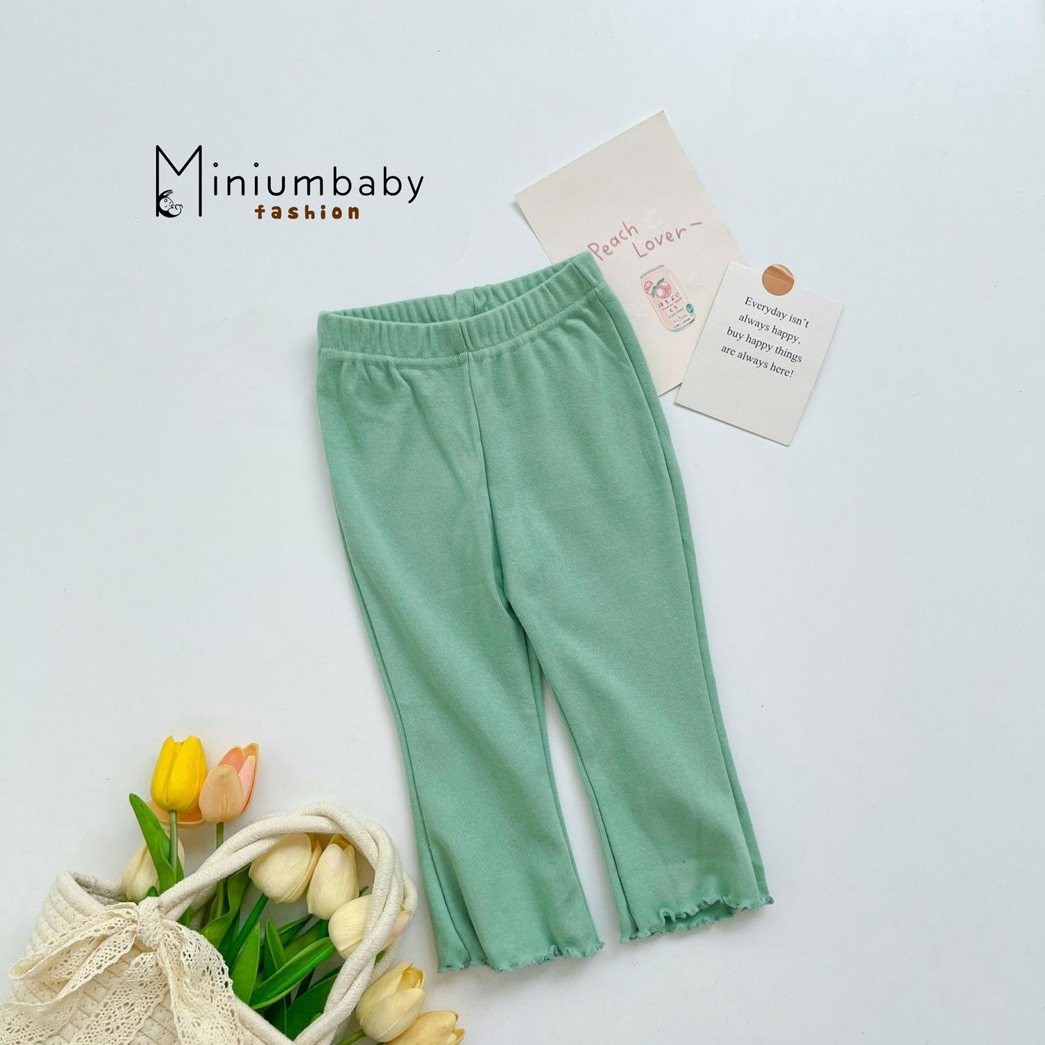 QD1650- quần dài trơn bé gái bèo gấu xanh3