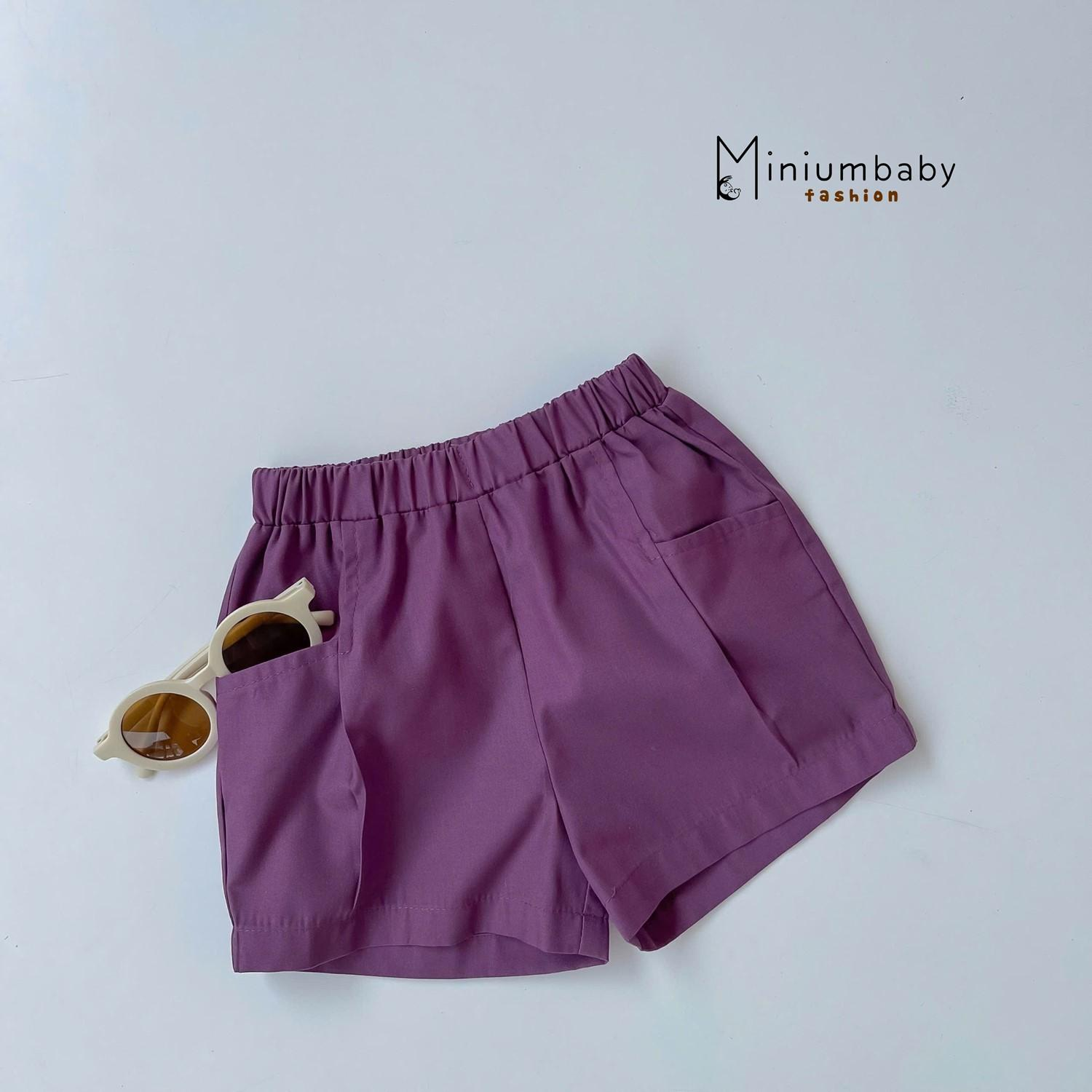 QC1599- Quần đùi linen nhiều màu cho bé tím đậm 1