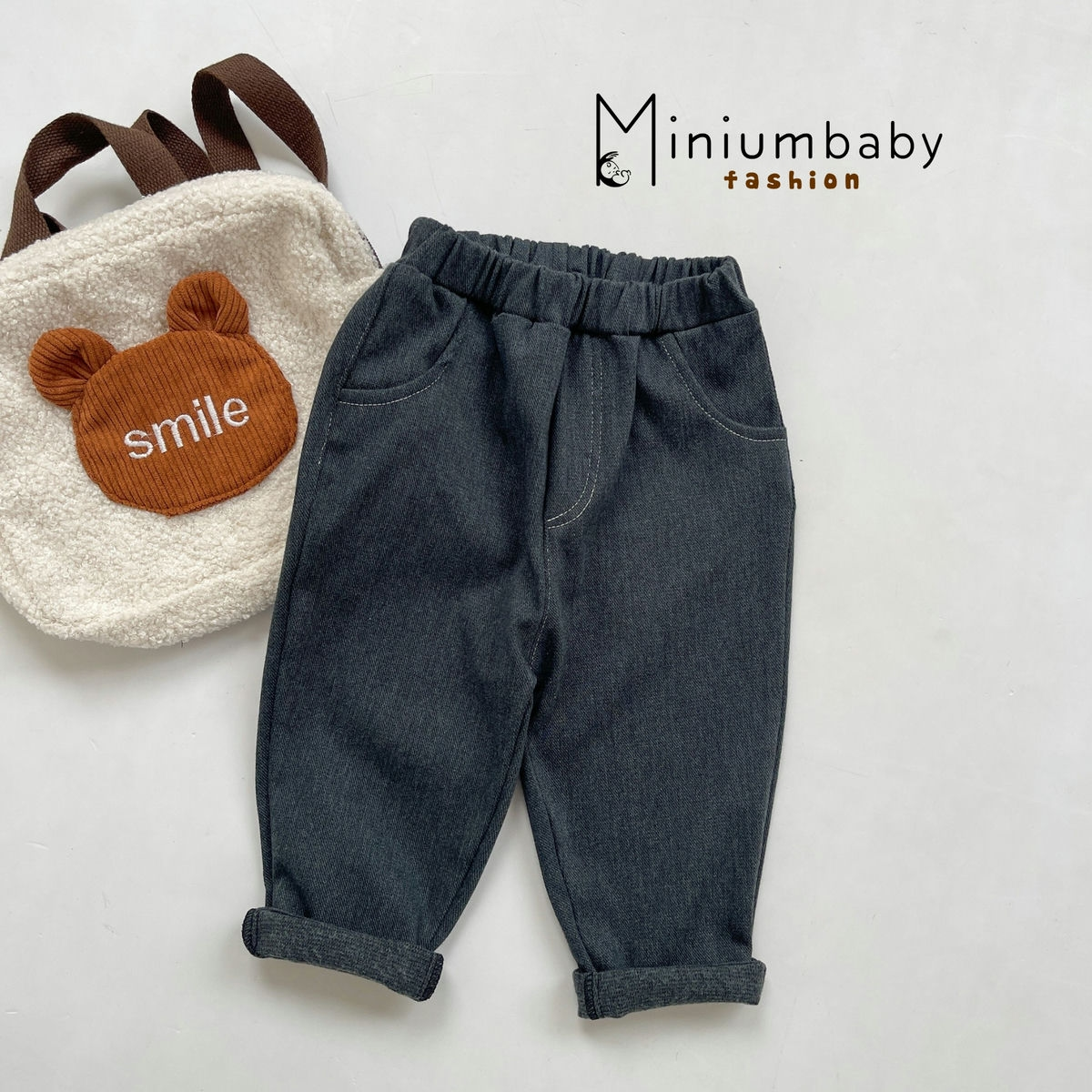 QD1822- quần  trơn cho bé trai ghi