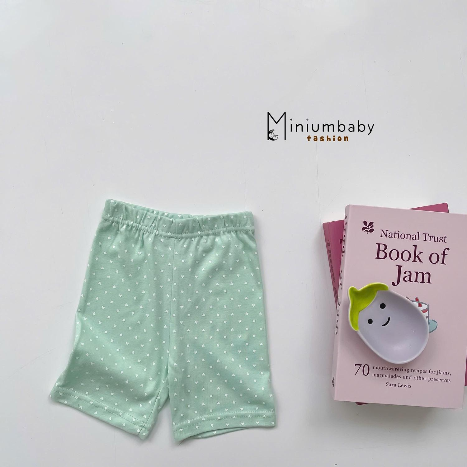 QC1555-quần đùi legging bé gái xanh tim