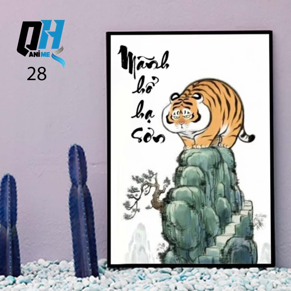 Tranh Vo tri,Tranh Dán Tường Fomex 5mm,Long Tranh Hổ Đấu, Mã Dell Thành Công, Mãnh Hổ Hạ Sơn,QH Anime Decor