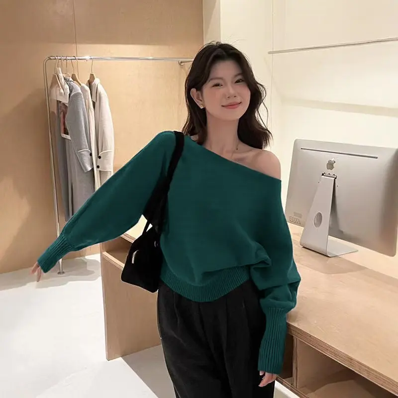 Product image - Green - JNN Korean Style Off-Shoulder Knit Top