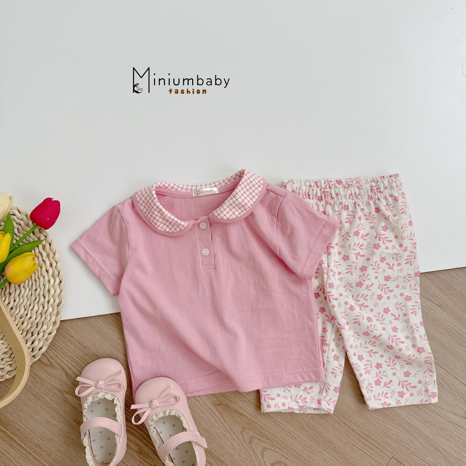 SB2159- sét cổ sen quần lửng áo hồng