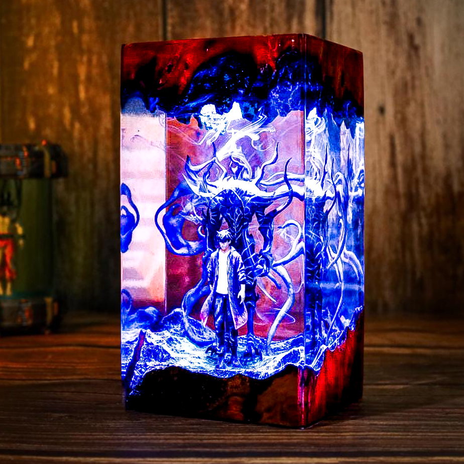 Product image - Sungjinwoo x Beru Epoxy lamp, Resin Home Decor, Handmade Epoxy Lamp S.olo Leve.ling Light Night, Custom Lamp, Gift for Brother (Size M)