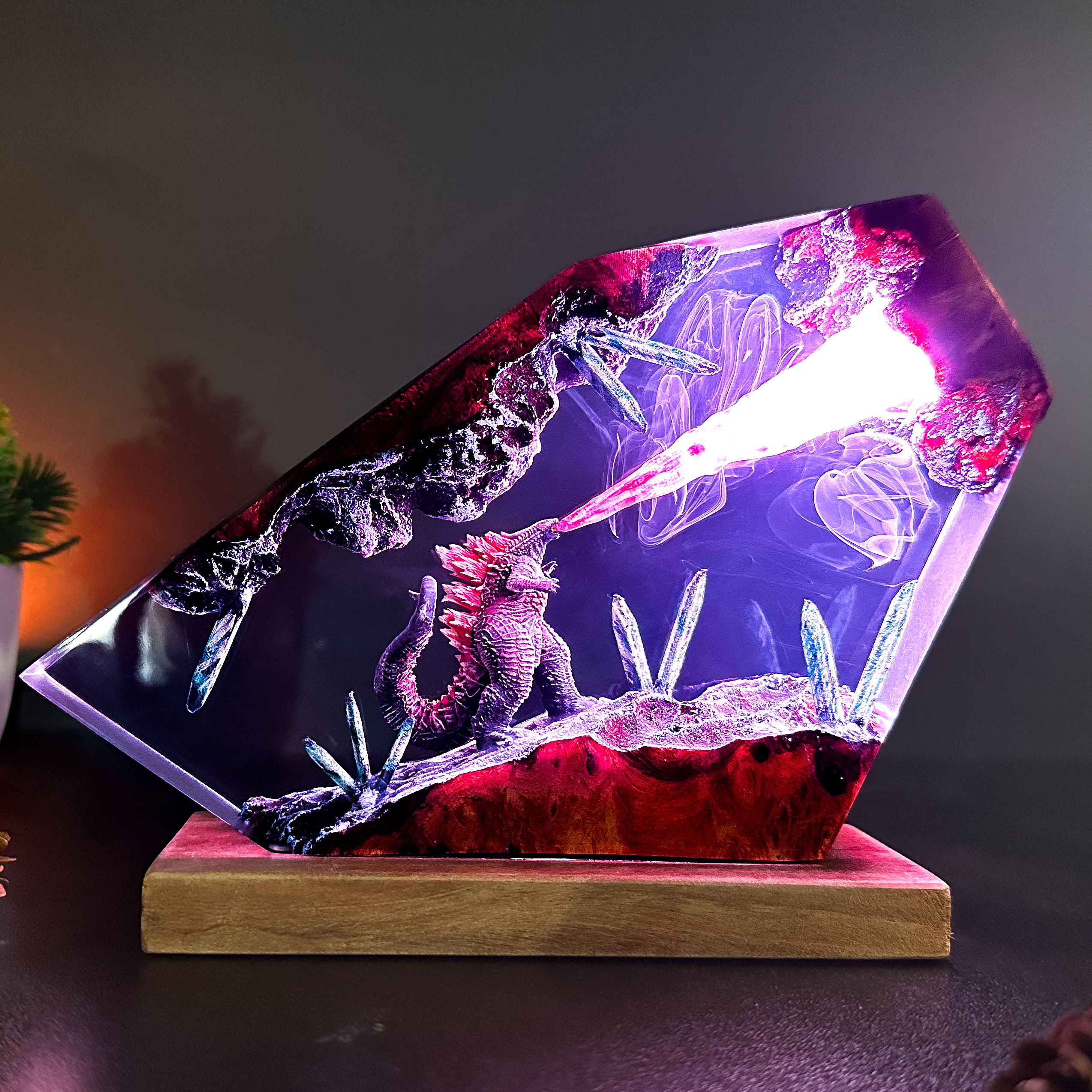 Product image - Godzilla,Diorama King Monster Burning Night Light ver 2 Anime,Diorama King Monster Burning Night Light ver 2 Anime Epoxy Lamp Resin Lights Lamp Desk Lamp Christmas gifts handmade