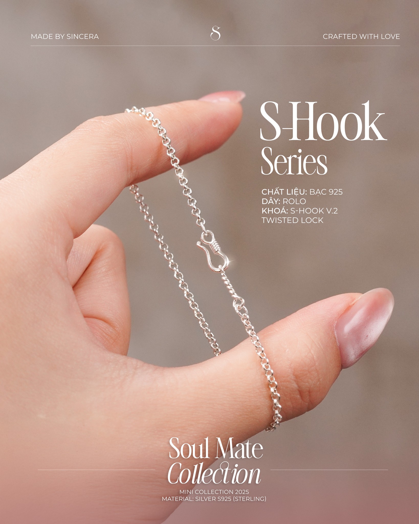 Vòng Tay Rolo Chain Khóa Shook | Bạc s925 2
