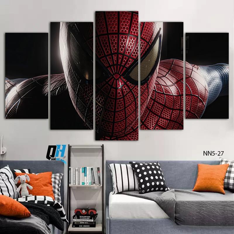 Bộ 5 Tấm Tranh Spider Man,Tráng Gương Dán Tường Fomex 5mm, Decor Phòng Ngủ ,Phòng Game,Phòng Trẻ Em,QH Anime Decor