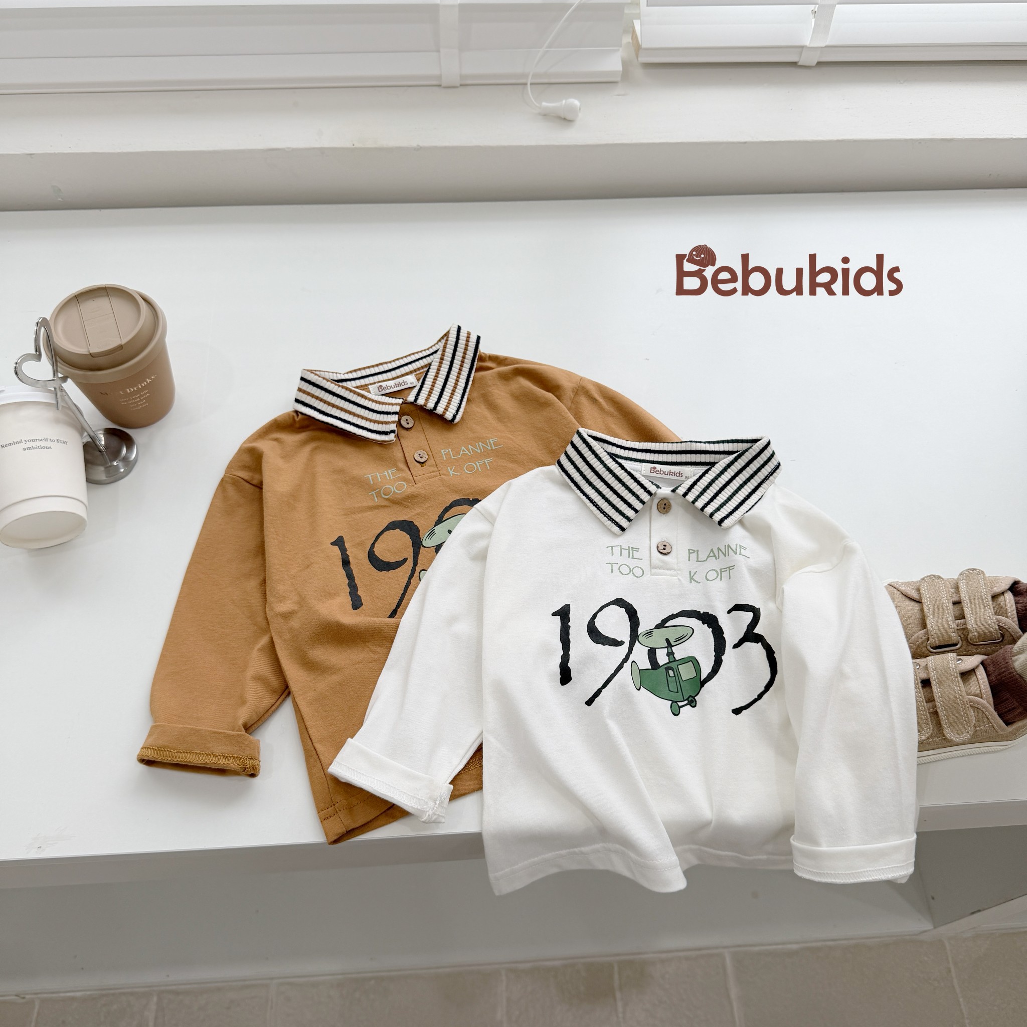 SB2040- bộ polo dài tay in 1963 cổ kẻ