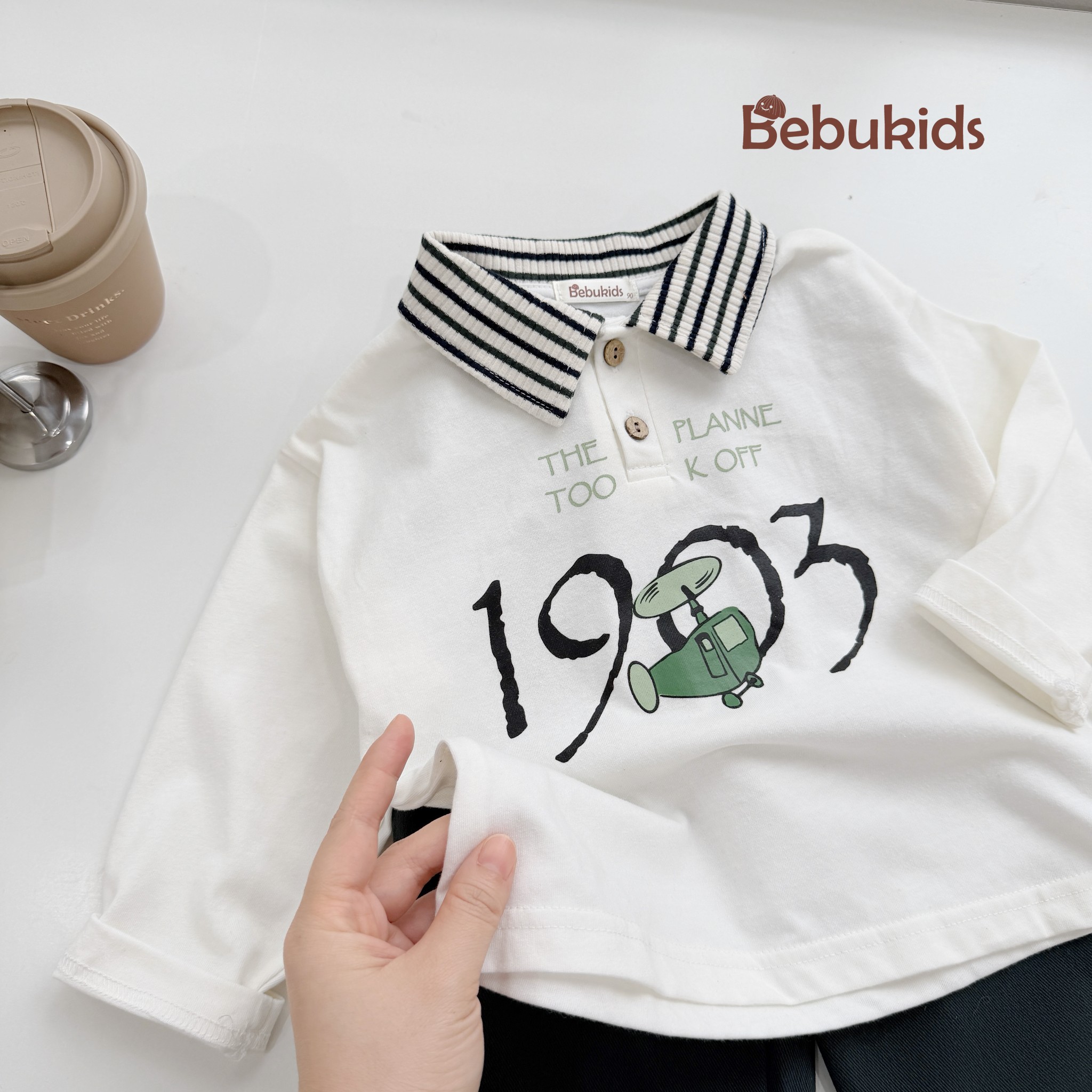 SB2040- bộ polo dài tay in 1963 cổ kẻ