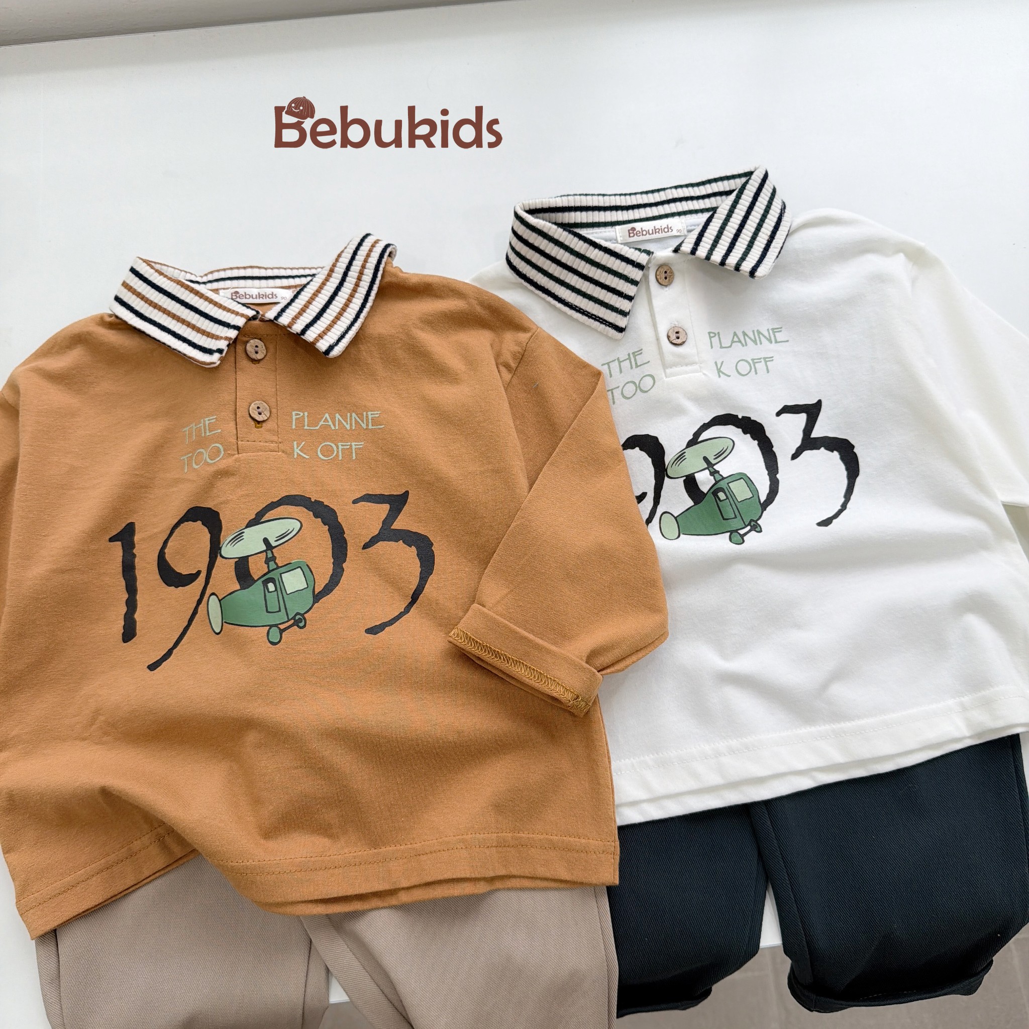 SB2040- bộ polo dài tay in 1963 cổ kẻ