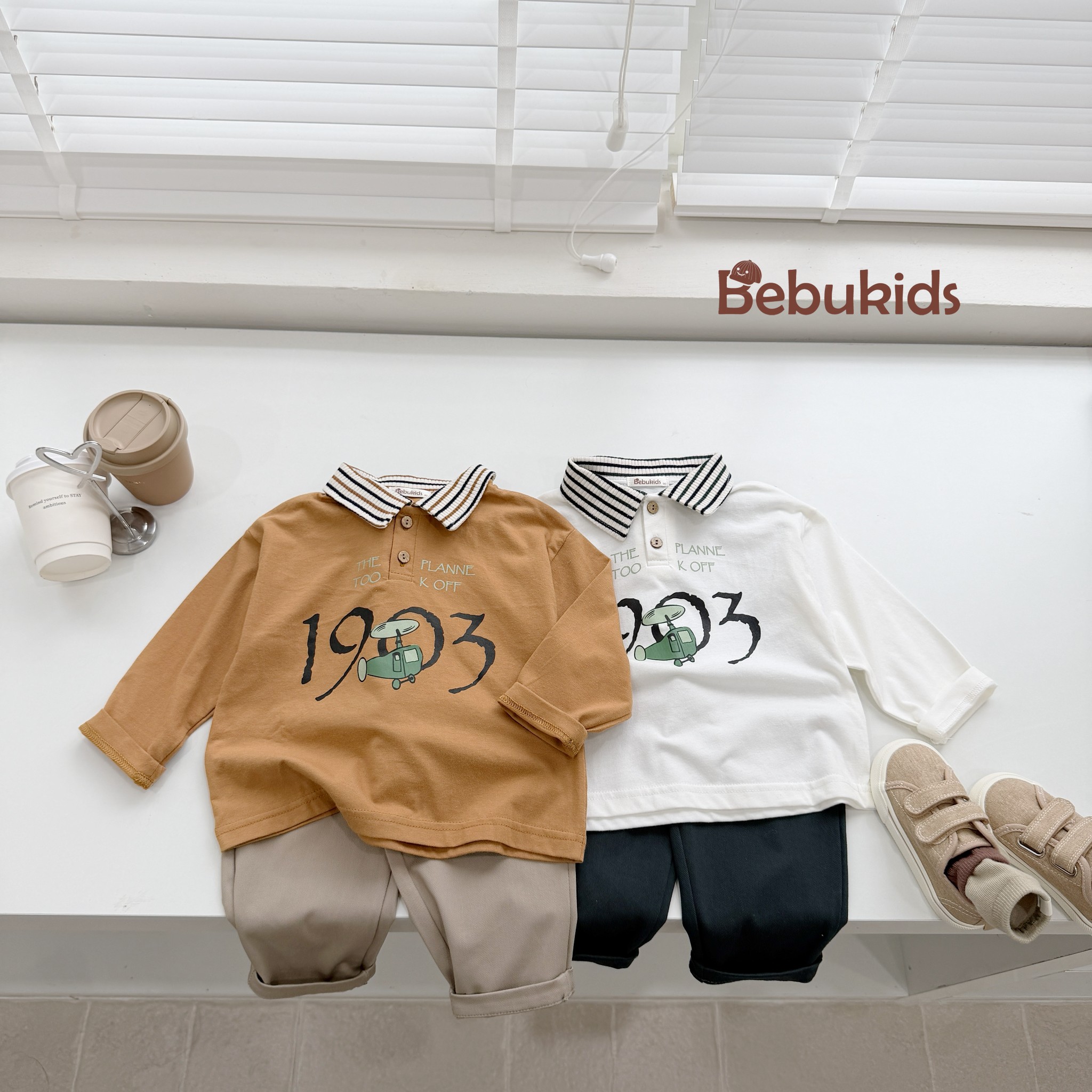 SB2040- bộ polo dài tay in 1963 cổ kẻ