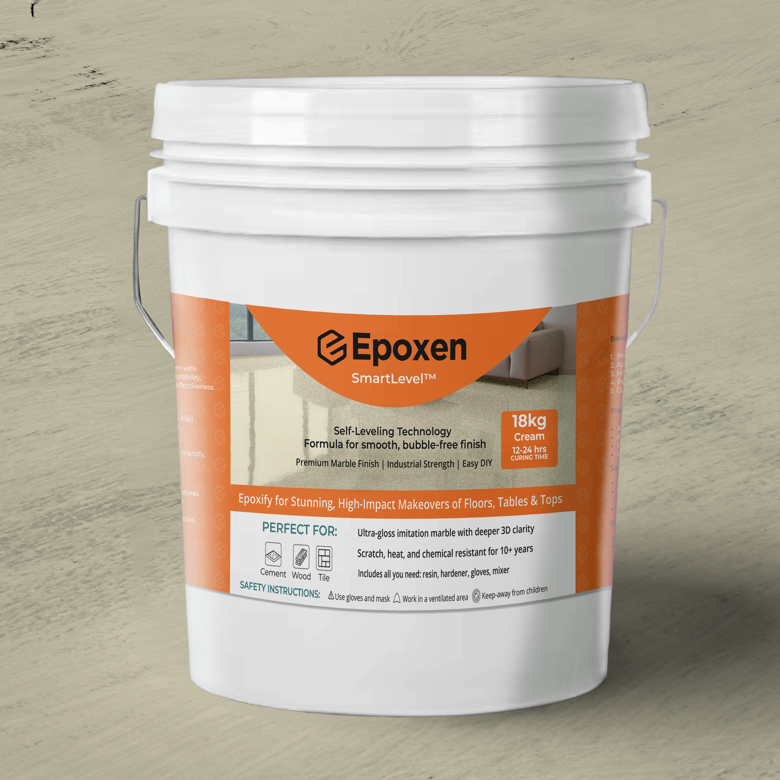 Product image - 18KG Epoxen Marble Cream Paint | SmartLevel Formula | High Gloss