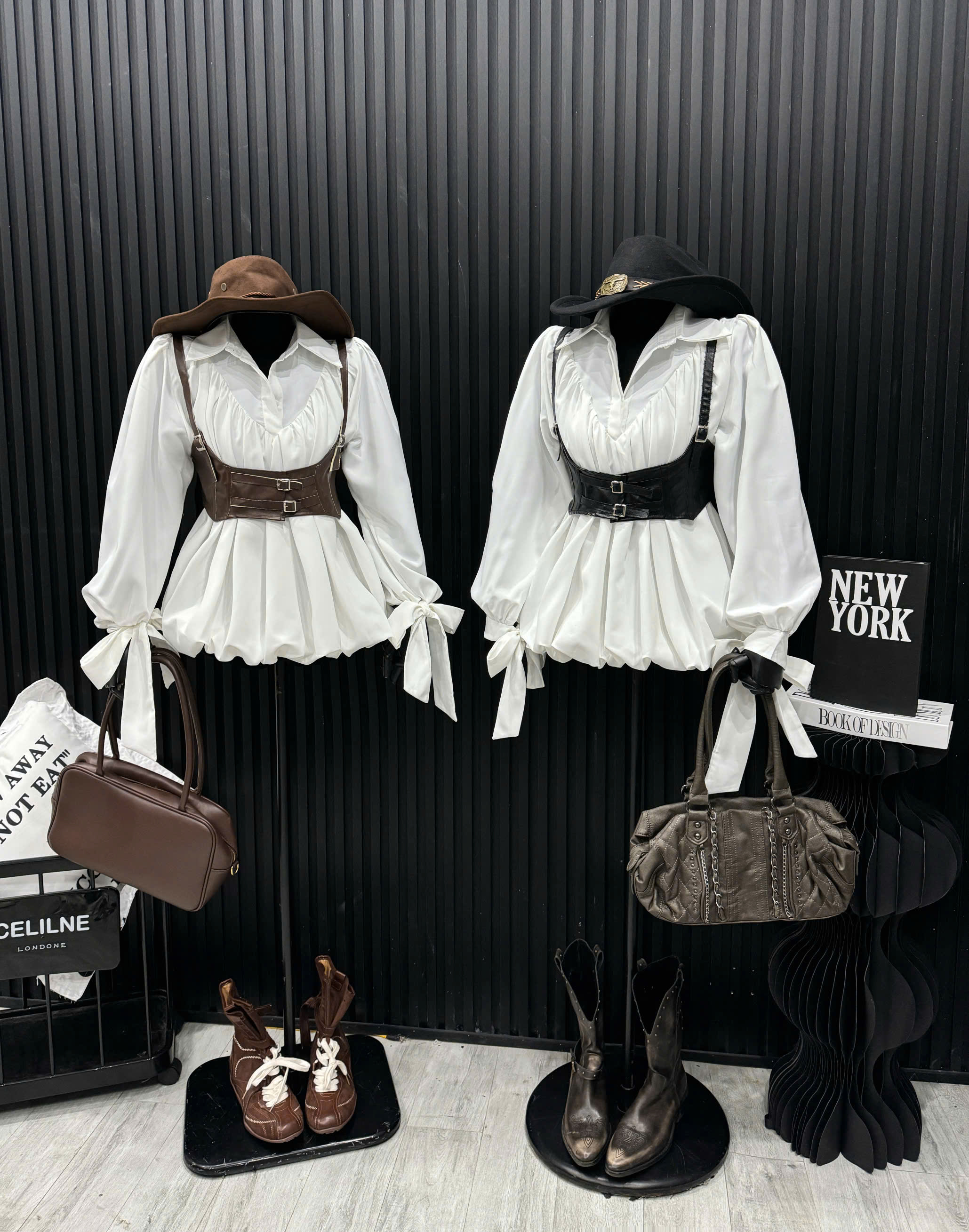 Product image - Áo Sơ Mi Kiểu Bồng Phối Đai Da Siu Chất