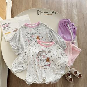 Bộ dài quần dài bé gái không cổ