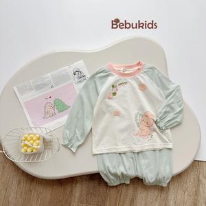 Bộ dài tay bé gái in thỏ bo gấu