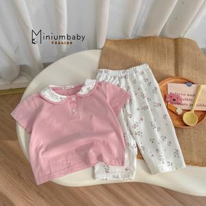 Bộ cộc quần lỡ bé gái có cổ