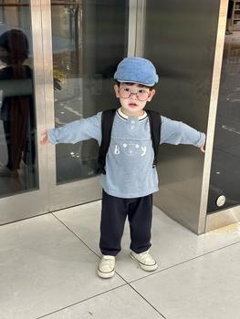 Bộ dài tay bé trai in boy gấu, fashion kids