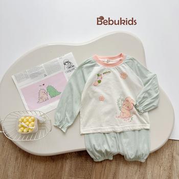 Bộ dài tay bé gái in thỏ bo gấu