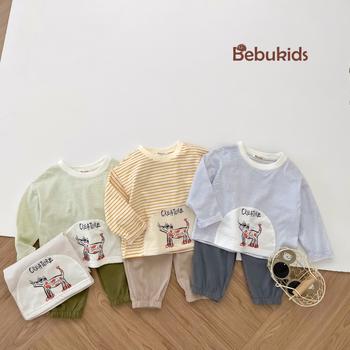 Bộ dài tay kẻ bé trai in cún