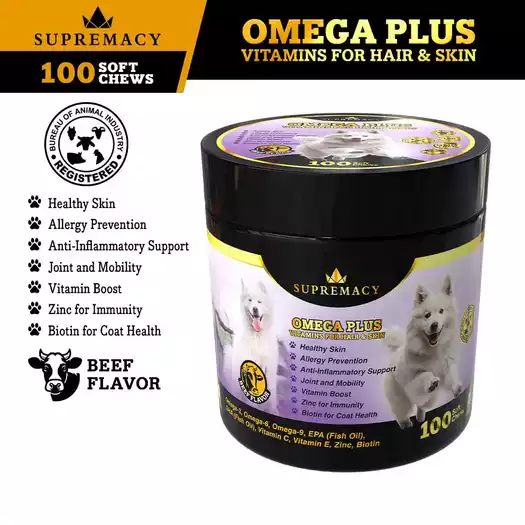 Product image - Omega Plus Glowing Hair & Skin Chewable Vitamins for Dogs