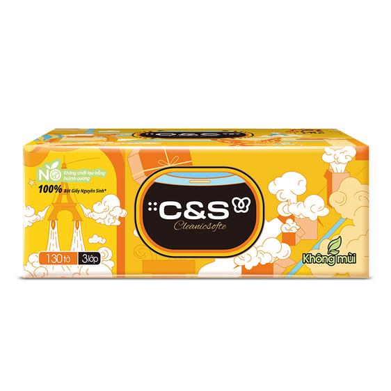 Product image - CH016X Khăn giấy lau mặt hộp rút cao cấp C&S (130 tờ x 3 lớp)