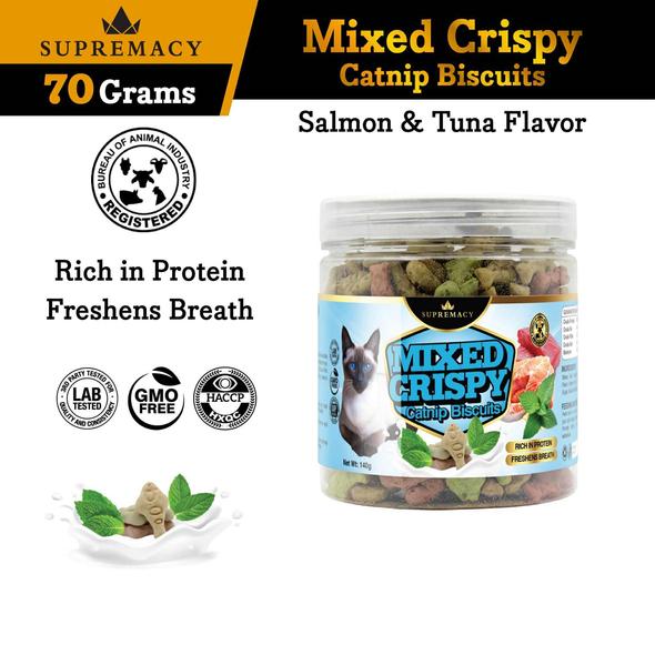 Product image - SUPREMACY CRISPY CATNIP BISCUIITS - MIXED FLAVOR SALMON & TUNA