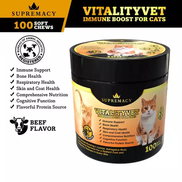 Product image - Supremacy VITALITYVET Immune Boost for Cats  (100 Soft Chews)