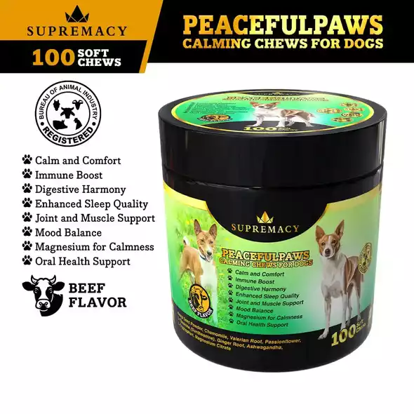 Product image - SUPREMACY  PEACEFULPAWS CALMING  VITAMINS CHEWS