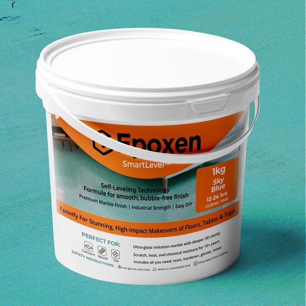 Product image - 1KG Epoxen Marble Sky Blue Paint | SmartLevel Formula | High Gloss
