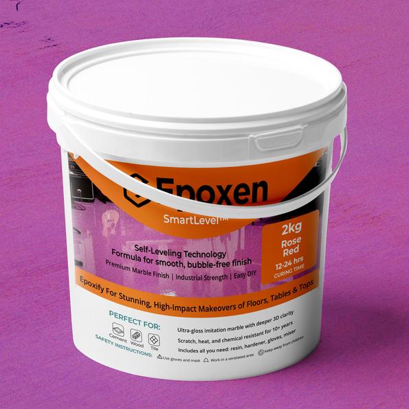 Product image - 2KG Epoxen Marble Rose Red Paint | SmartLevel Formula | High Gloss