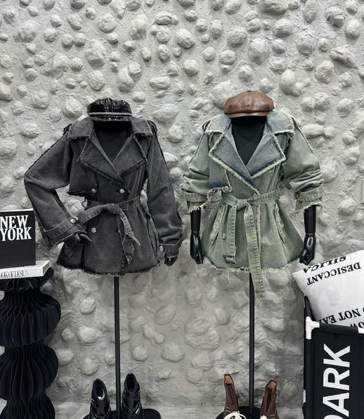 Product image - áo khoác jean dáng ngắn + dây đai