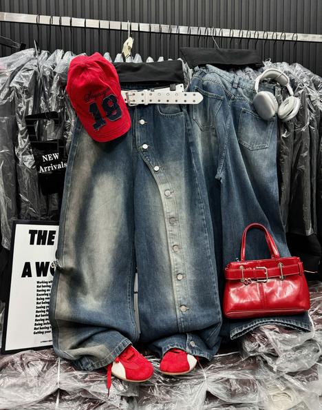 Product image - quần jean phối khuy sườn