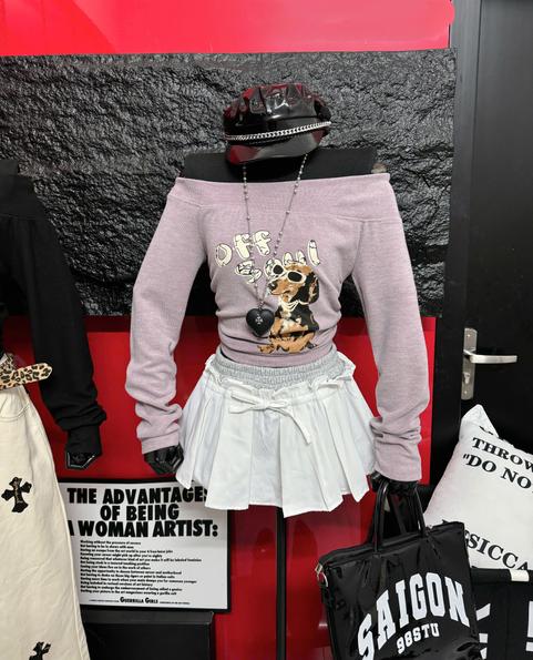 Product image - Trễ Vai In Hình Dog Ngộ Nghĩnh