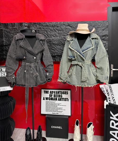 Product image - Áo Khoác Jean Dáng Ngắn + Dây Đai